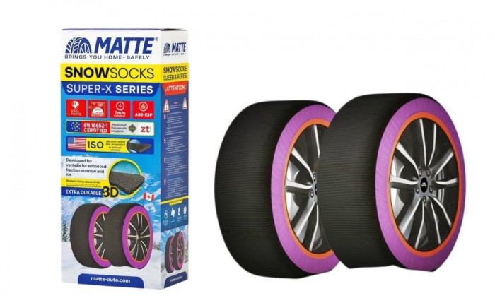 Set 2 lanturi auto textile 3D Super-X pentru zapada ,gheata + manusi Marime XS