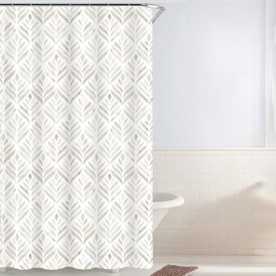 Perdea Duș Poliester, Off White, Modele Hexagonale Aurii, 180x180cm, Set 12 Inele foto