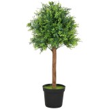 HOMCOM Plantă artificială Buxus 90cm, Plantă artificială &icirc;n ghiveci de plastic pentru living | Aosom Romania
