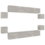 Cumpara ieftin Set dulap TV, 8 piese, gri beton, lemn prelucrat