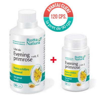 Pachet Evening Primrose + Vitamina E, 90cps+30cps, Rotta Natura foto