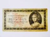 Rară! Cehoslovacia 100 Korun 1945,bancnota din imagini la cel mai mic preț
