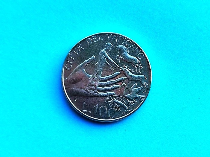 100 Lire 1988 Vatican-UNC-RAR-luciu de batere