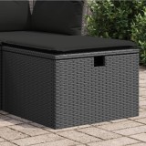 Taburet de gradina cu perna, negru, 55x55x37 cm, poliratan GartenMobel Dekor, vidaXL