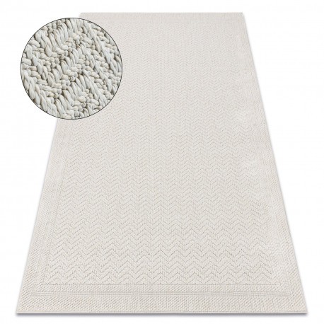 Covor ORIGI 3739 cremă - Cadru, heringă șnur SISAL țesut plat, 58x100 cm