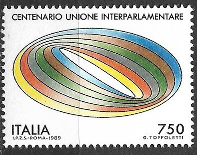 B2237 - Italia 1989 - Uniunea Interparlamentara.neuzat,perfecta stare