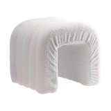 Cumpara ieftin Taburet textil alb buclat 44 x 35 x 38 cm