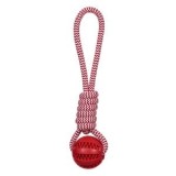 Jucarie pentru caini din sfoara cu minge rosie, 31 cm, CMCLASS