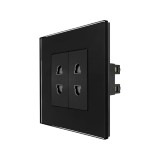 Cumpara ieftin Priza dubla Luxion cu module &icirc;nguste si rama din sticla neagra