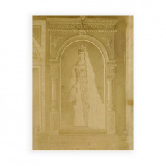 Fotografie de epocă a tabloului votiv al Reginei Elisabeta de la biserica domnească din Buşteni