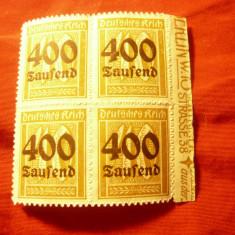 Bloc Germania 1923 Deutsches Reich - Cifra ,supratip 400tsd/40pf ,margine coala