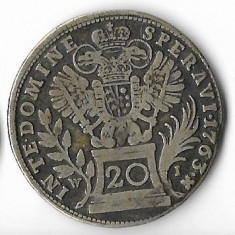 Moneda 20 kreuzer 1763 WI - Austria, 6,68 g argint 0,583