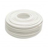 Cablu coaxial RG59 CCTV cupru siamez + alimentare 2x0.75mm CCA, 75 Ohm, PVC alb 100m/rola