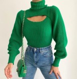 Cumpara ieftin Pulover Verde cu Decupaj in Fata, Callia