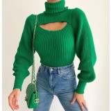 Pulover Verde cu Decupaj in Fata, Callia