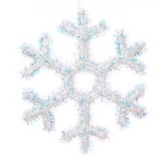 Decorațiune Crăciun, Fulg 3D, Plastic, Alb, 34x34cm