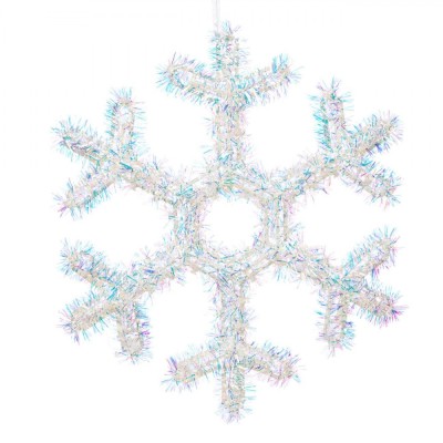 Decorațiune Crăciun, Fulg 3D, Plastic, Alb, 34x34cm foto