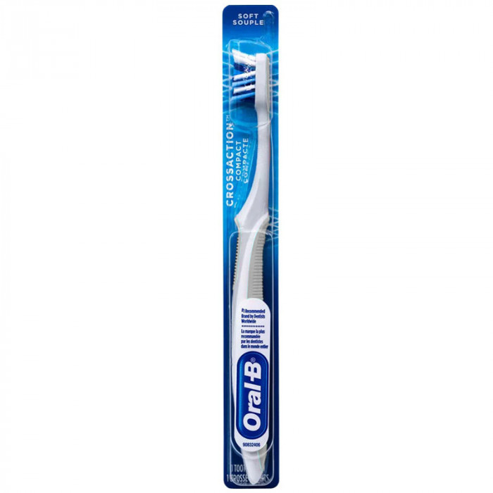 Periuta de Dinti, Oral-B, Crossaction Compact, Multi-Protectie in Locuri Greu Accesibile, Soft, Gri