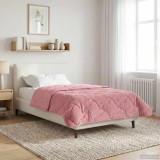 vidaXL Duvet de iarnă Roz 135 x 200 cm Microfibră și fleece Teddy 42026337