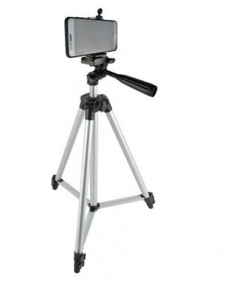 Trepied foto universal 102 cm ,filet 1 4 cu suport de telefon - Gri foto