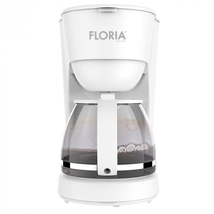 Aparat de facut cafea Floria, putere 600 W, oprire automata, vas de 1.2 litri, Alb
