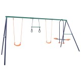 Set de leagane cu inele de gimnastica si 4 locuri, otel GartenMobel Dekor, vidaXL