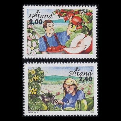 Aland (Finlanda) 1998 - Agricultura, fructe, serie neuzata foto