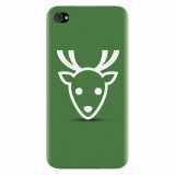 Husa silicon pentru Apple Iphone 4 / 4S, Minimal Reindeer Illustration Green