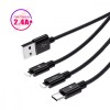 Cablu telefon 3in1, micro USB, type C, iphone 120 cm - Negru, Dactylion