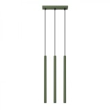 Lampă Suspendată Pastel Verde Măsliniu Oțel 3 Becuri Tub Modern De Interior