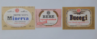 Etichete Eticheta Bere Craiova Anii 1976-83 - Minerva + Bucegi + Hipoglucidica foto