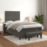 Cumpara ieftin Pat box spring cu saltea, gri &icirc;nchis, 120x200 cm, catifea