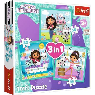 PUZZLE TREFL 3IN1 GABBYS DOLLHOUSE ACTIVITATILE LUI GABBY foto