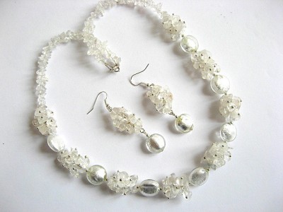 set colier si cercei cu cristal de stanca 23373 foto