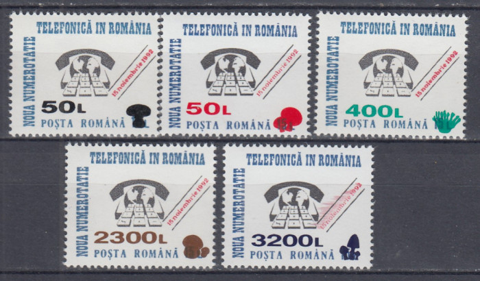 1999 LP 1476 NOUA NUMEROTATIE TELEFONICA SUPRATIPAR CIUPERCI SERIE MNH