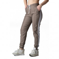 Pantaloni Sport Trening Gri cu 3 Dungi Albe foto