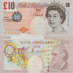 MAREA BRITANIE █ bancnota █ 10 Pounds █ 2015 █ P389e █ Cleland █ UNC necirculata