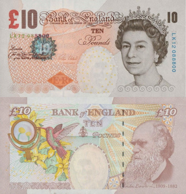 MAREA BRITANIE █ bancnota █ 10 Pounds █ 2015 █ P389e █ Cleland █ UNC necirculata foto