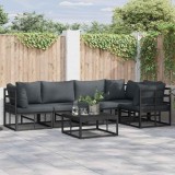 vidaXL Set de canapele pentru grădină cu pernă 6 pcs Negru Aluminiu