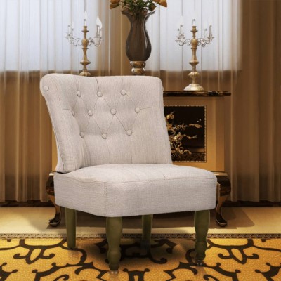 vidaXL Scaun &amp;icirc;n stil franțuzesc, crem, material textil foto