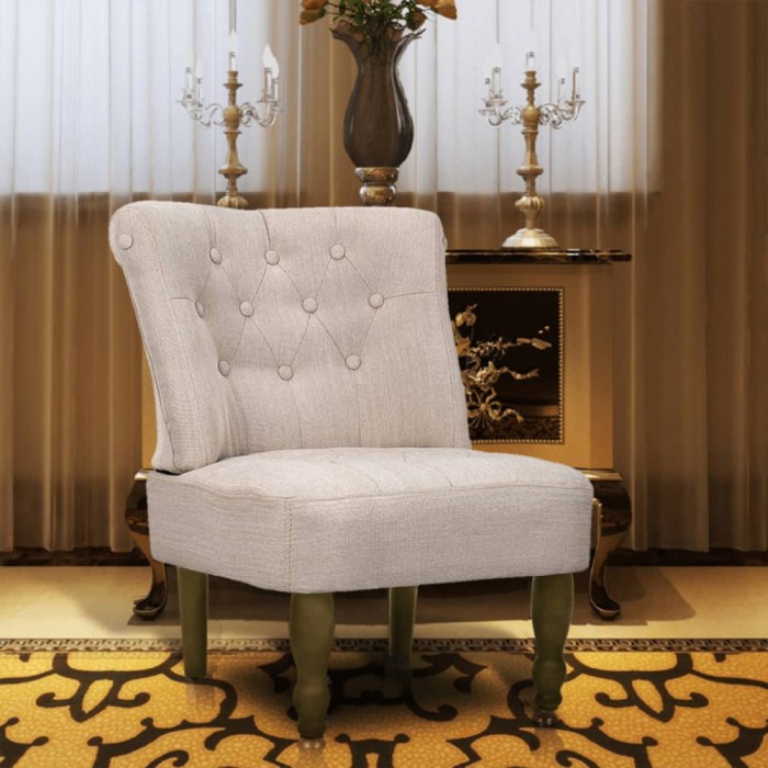 vidaXL Scaun &icirc;n stil franțuzesc, crem, material textil