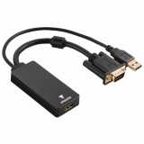 Adaptor Hama 54547, VGA+USB - HDMI, Negru