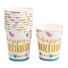 Set 10 pahare, flippy, imprimeu happy birthday gold, din carton, 250 ml, 7.5 x 8.5 x 5.2 cm, multicolor
