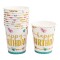 Set 10 pahare, flippy, imprimeu happy birthday gold, din carton, 250 ml, 7.5 x 8.5 x 5.2 cm, multicolor