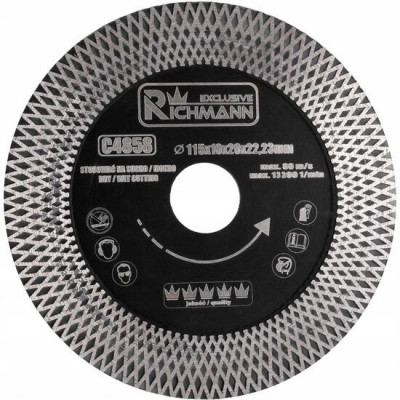 Disc diamantat turbo, dublu segmetat, placi ceramice, taiere umeda si uscata, 115 mm/22.23 mm, Richmann Exclusive foto