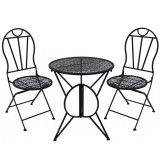 Set mobilier gradina metalic Elba, 2 scaune pliabile, 1 masa, negru Household NewTrend