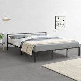 [en.casa]&reg; Pat rama metalica Imatra 4, 210cm x 185cm x 60cm, otel, negru mat, dublu, forma moderna minimalista HausGarden Leisure, [en.casa]