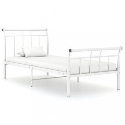 vidaXL Cadru de pat, alb, 90x200 cm, metal foto