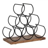 Suport Sticle de Vin, Stand Metalic, 6 Compartimente, Negru, 30x16.5x29 cm