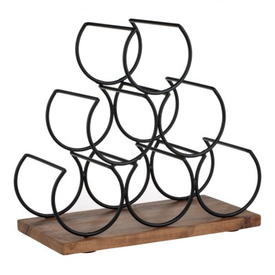 Suport Sticle de Vin, Stand Metalic, 6 Compartimente, Negru, 30x16.5x29 cm foto